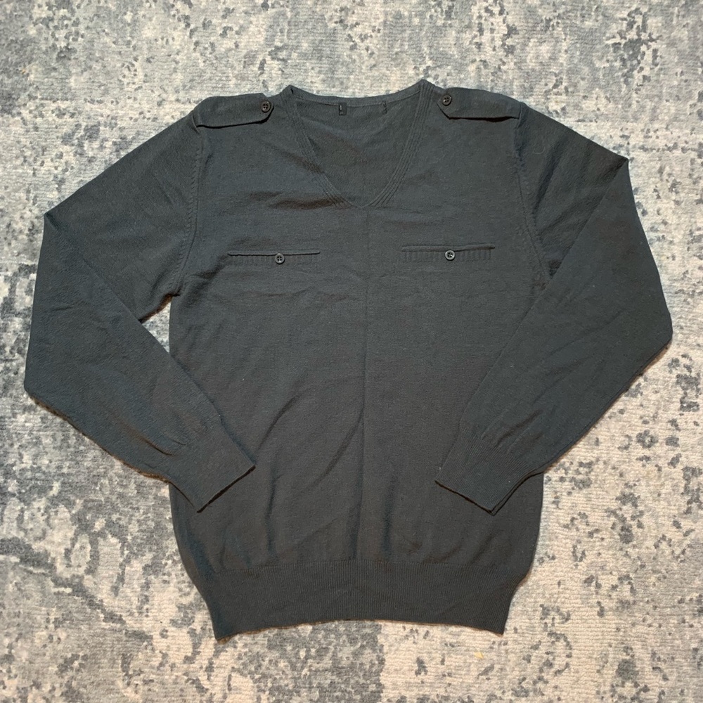 NWOT Charcoal grey military style sweater S